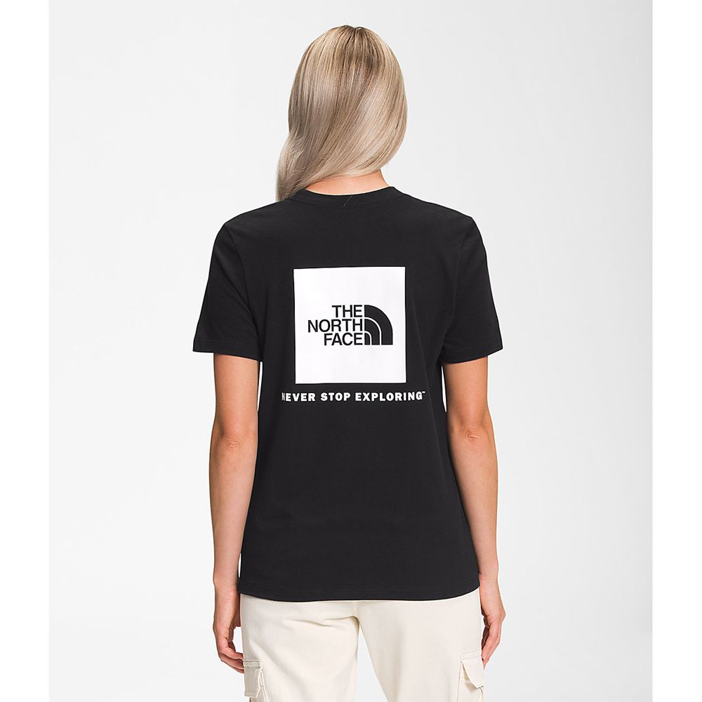 The North Face T-Shirts Womens Australia - The North Face Short Sleeve Box Nse Black / White Never S